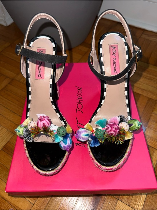 Betsey Johnson Shoes - Betsey Johnson polka-dot platform Sandals with Multicolor Pom-Poms